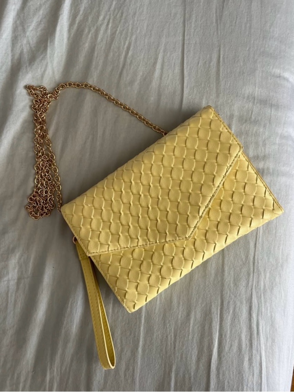 Butter Yellow Clutch with Chain Strap